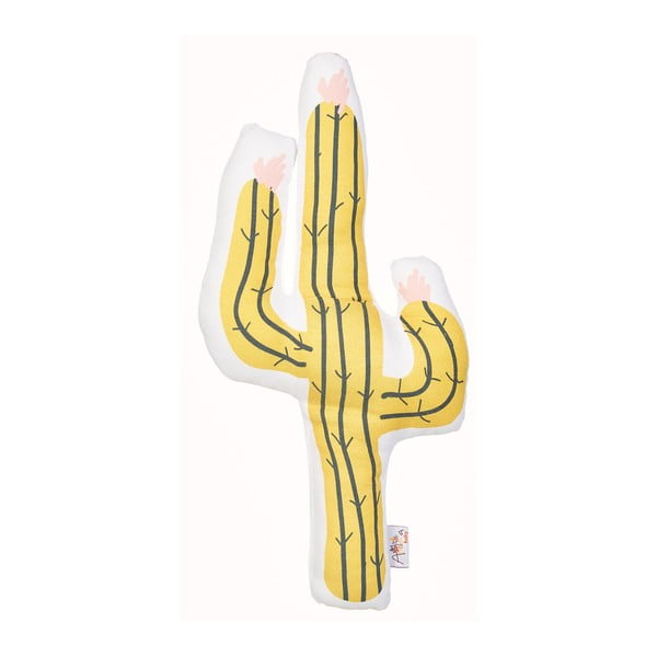 Dzeltens bērnu spilvens ar kokvilnas Mike & Co. NEW YORK Spilvens rotaļlieta kaktuss, 41 x 21 cm