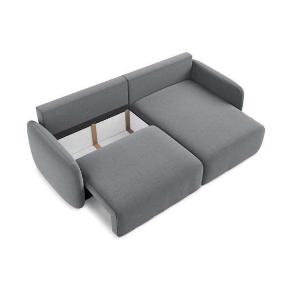 Pelēks samta salokāms stūra dīvāns ar uzglabāšanas vietu (ar labo stūri/ar zvilni) Kalena – Makamii-image-4