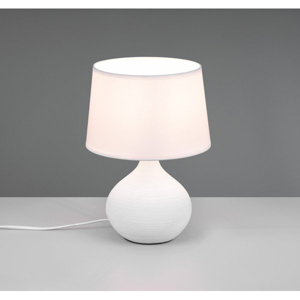 Balta keramikas un auduma galda lampa Reality Martin, augstums 29 cm-image-1