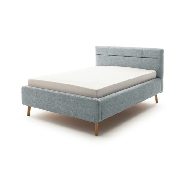 Zila polsterēta divguļamā gulta ar glabāšanas vietu un režģi 140x200 cm Lotte – Meise Möbel
