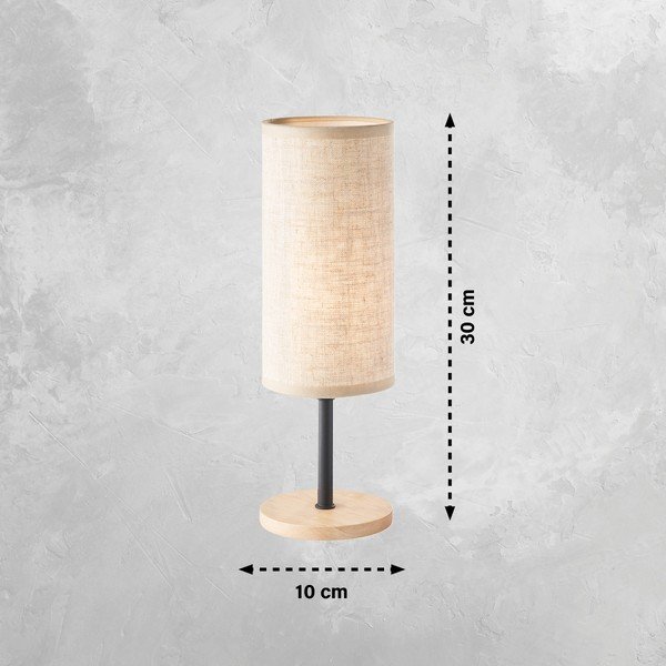 Melna/dabīga toņa galda lampa ar auduma abažūru (augstums 30 cm) Kira – Fischer & Honsel-image-2