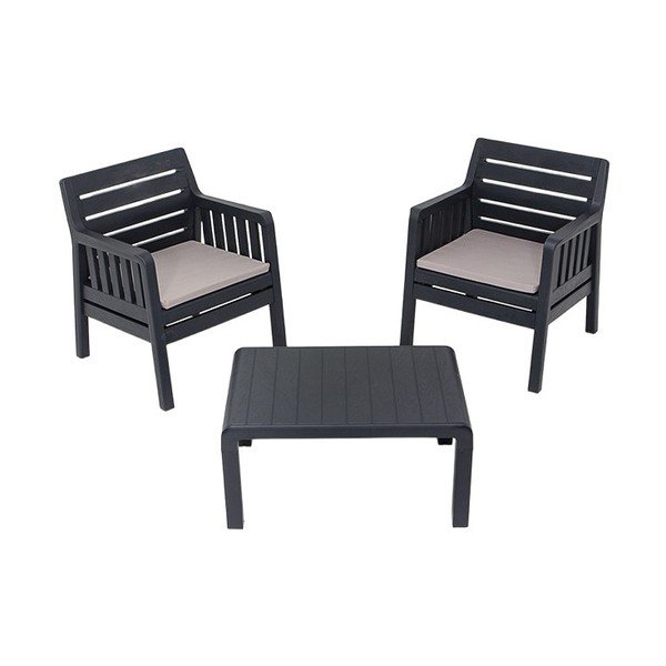 Antracīta pelēks dārza atpūtas komplekts 2 personām Lara – Floriane Garden