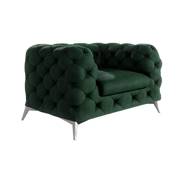 Tumši zaļš samta atpūtas krēsls Chelsea – Ropez