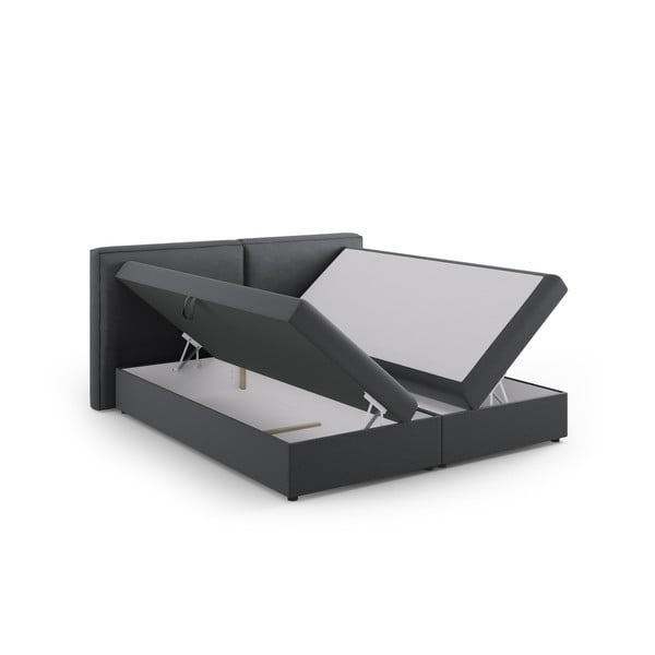 Tumši pelēka atsperu gulta ar veļas kasti 180x200 cm Arendal – Cosmopolitan Design-image-3