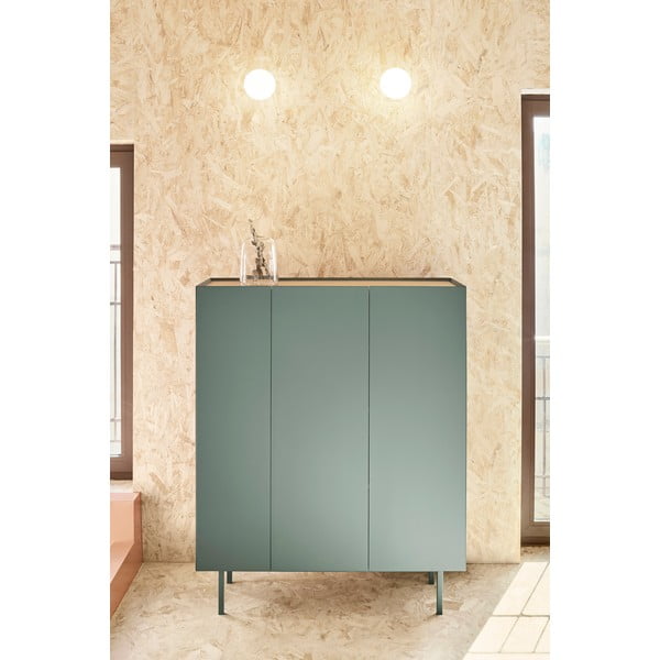 Zaļa augsta kumode ar ozolkoka imitāciju 95x120 cm Arista – Teulat-image-1