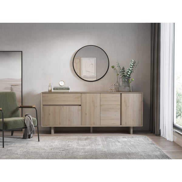 Dabīga toņa kumode ar ozolkoka imitāciju 180x76x45 cm Carpi – Marckeric-image-1