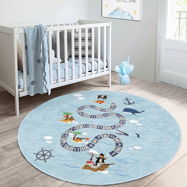 Gaiši zils bērnu paklājs ø 100 cm Comfort – Mila Home-image-3