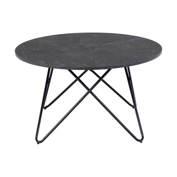 Melns apaļš žurnālgaldiņš ar marmora imitācijas galda virsmu ø 80 cm Wyre – Actona-image-4