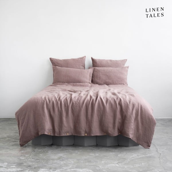 Rozā lina gultas veļa vienvietīgai gultai 135x200 cm – Linen Tales