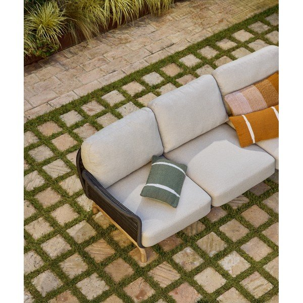 Pelēks/bēšs polsterēts dārza dīvāns Alipa – Kave Home-image-2