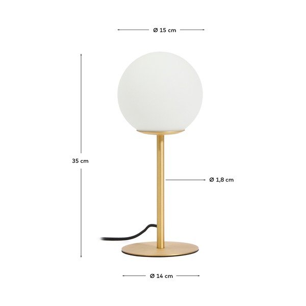 Balta/zelta krāsas galda lampa ar stikla abažūru (augstums 35 cm) Brisia – Kave Home-image-4