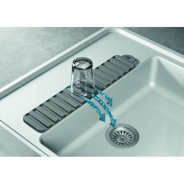 Pelēks plastmasas trauku žāvēšanas paliktnis 42x8 cm Gravity – Metaltex-image-3