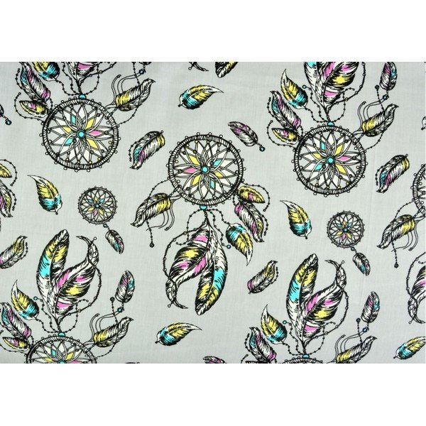 Gaiši pelēka kokvilnas satīna gultas veļa vienvietīgai gultai 200x200 cm Dreamcatcher -image-1