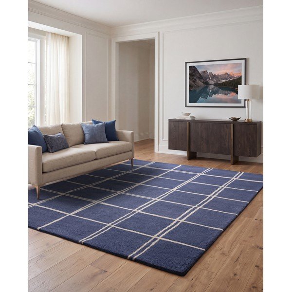 Zils ar rokām darināts vilnas paklājs 160x230 cm – Asiatic Carpets-image-1