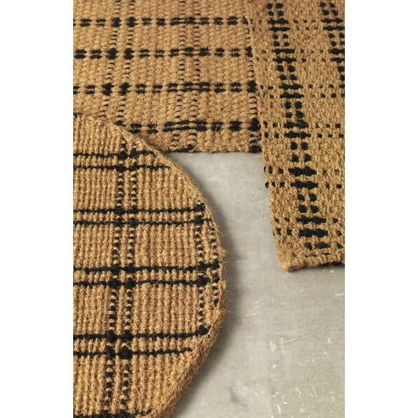 Melns/dabīga toņa apaļš paklājs ø 120 cm – Geese-image-1