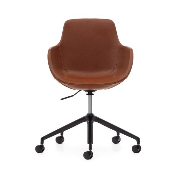 Konjakbrūns mākslīgās ādas biroja krēsls Tissiana – Kave Home-image-2