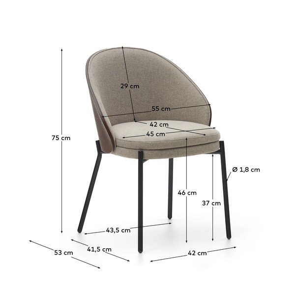 Bēšs polsterēts ēdamistabas krēsls Eamy – Kave Home-image-4