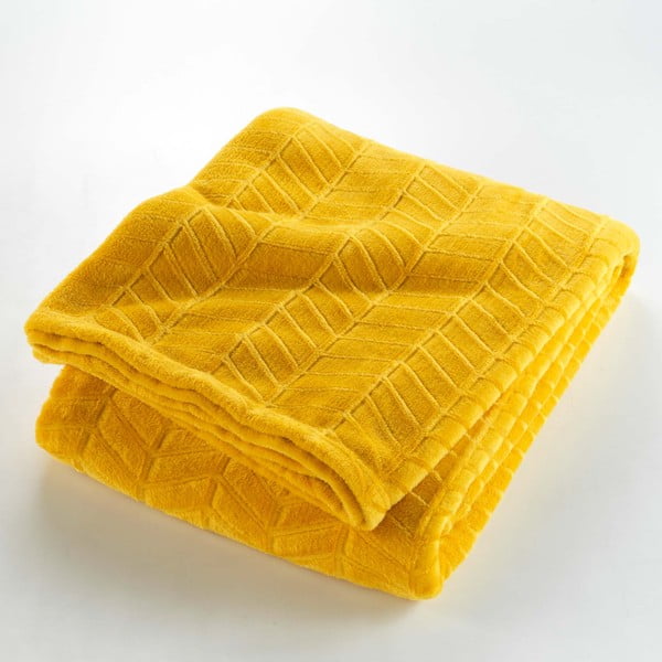 Dzeltens gultas pārklājs no mikroflaneļa 180x220 cm Arya – douceur d'intérieur-image-1