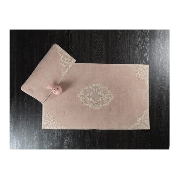 2 gaiši rozā kokvilnas vannas istabas paklājiņu komplekts Confetti Perla