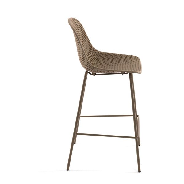 Bēšs metāla/plastmasas dārza bāra krēsls Quinby – Kave Home-image-2
