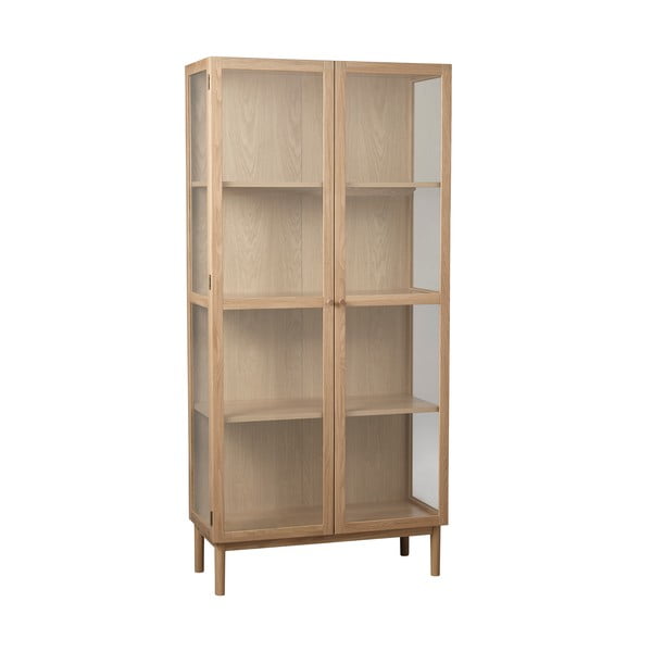 Dabīga toņa ozola masīvkoka vitrīna 190x90 cm Elba – Unique Furniture-image-2