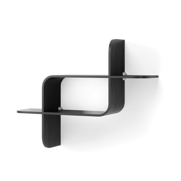 Melns daudzlīmeņu gumijkoka masīvkoka sienas plaukts 62 cm Montage – Umbra-image-2