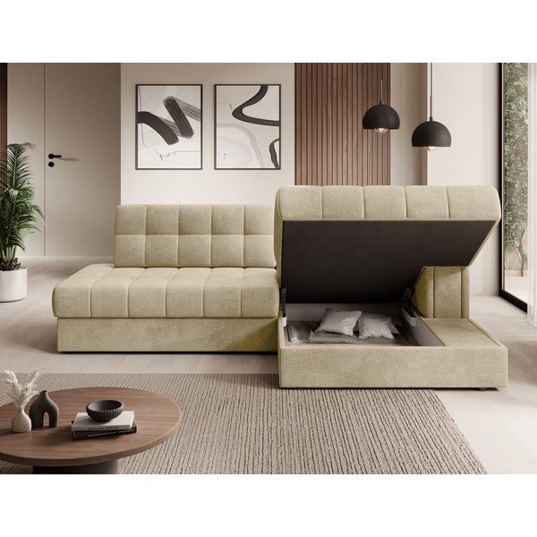 Gaiši brūns samta salokāms stūra dīvāns (ar labo stūri/ar zvilni) Blezalt – ELTAP-image-4