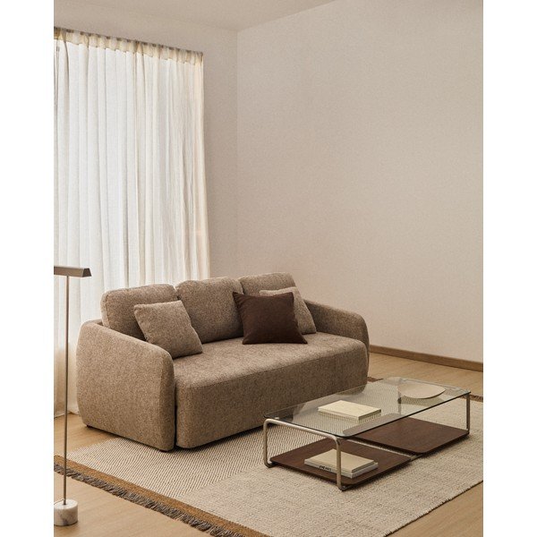 Pelēkbrūns salokāms dīvāns no šenila auduma 218 cm Laira – Kave Home-image-1