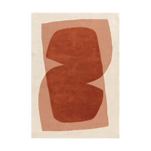 Oranžs/bēšs ar rokām darināts vilnas paklājs 120x170 cm Kinney – MADE