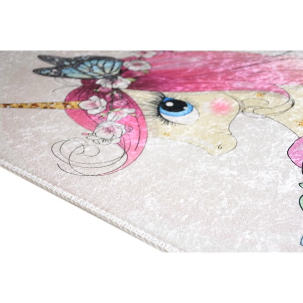 Ziloņkaula krāsas mazgājams bērnu paklājs 100x160 cm Cute Unicorn – Vitaus-image-2