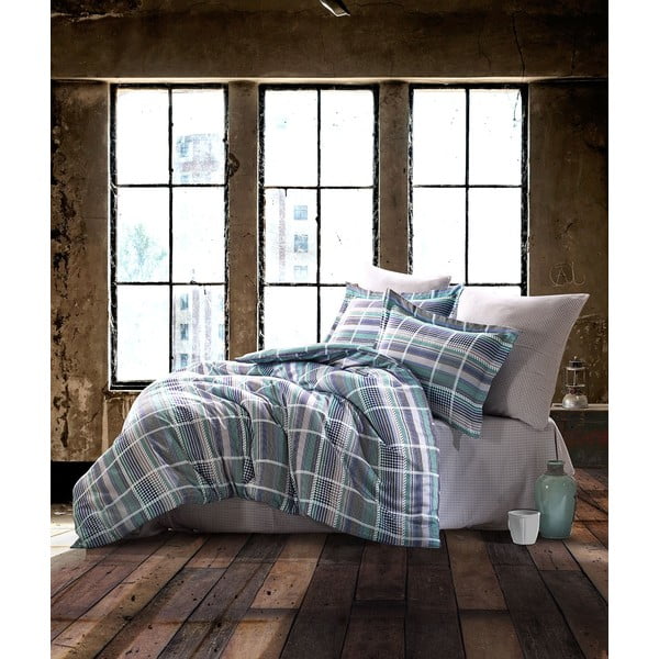 Kokvilnas satīna gultas veļa divvietīgai gultai Primacasa by Türkiz Plaid, 220 x 240 cm