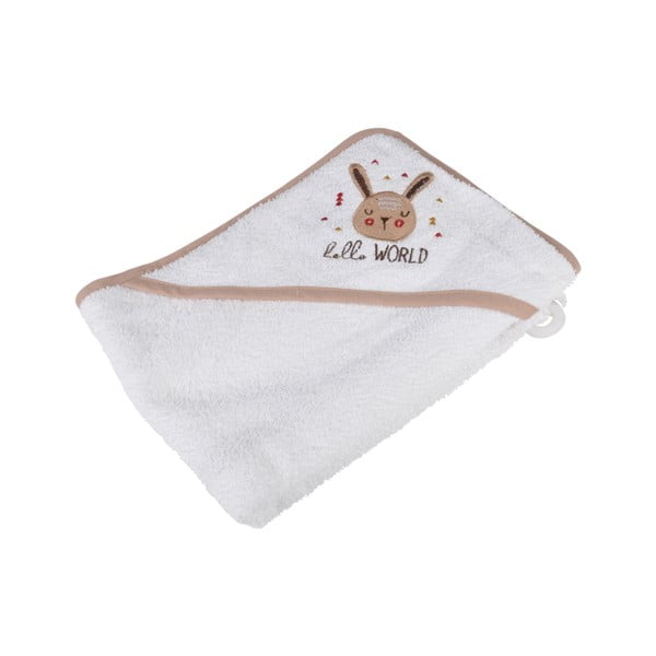 Balts kokvilnas bērnu dvielis ar kapuci 75x75 cm Forest – Bébé Douceur