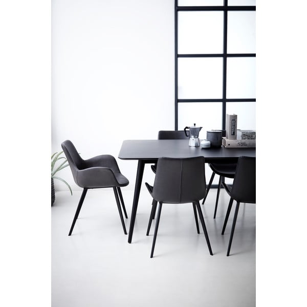 Tumši pelēks polsterēts ēdamistabas krēsls ar roku balstiem Hype – DAN-FORM Denmark-image-1