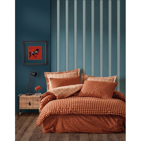 Oranža ranforce kokvilnas gultas veļa vienvietīgai gultai Mijolnir Rane, 160 x 220 cm