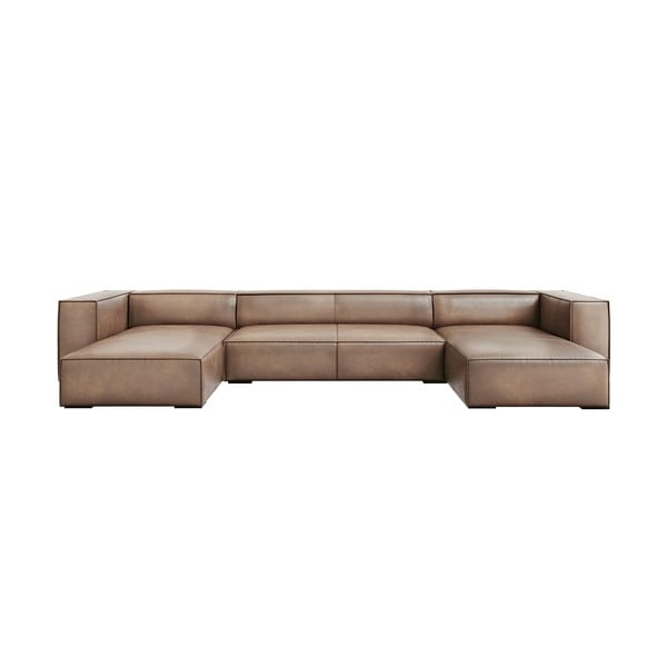 Gaiši brūns ādas stūra dīvāns (U veida) Madame – Windsor & Co Sofas
