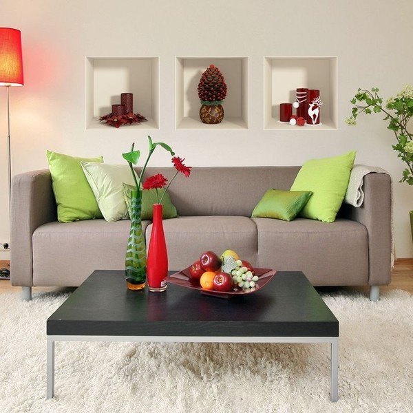 3 Ziemassvētku uzlīmju komplekts ar 3D efektu Ambiance Red Candles and Christmas Tree-image-2