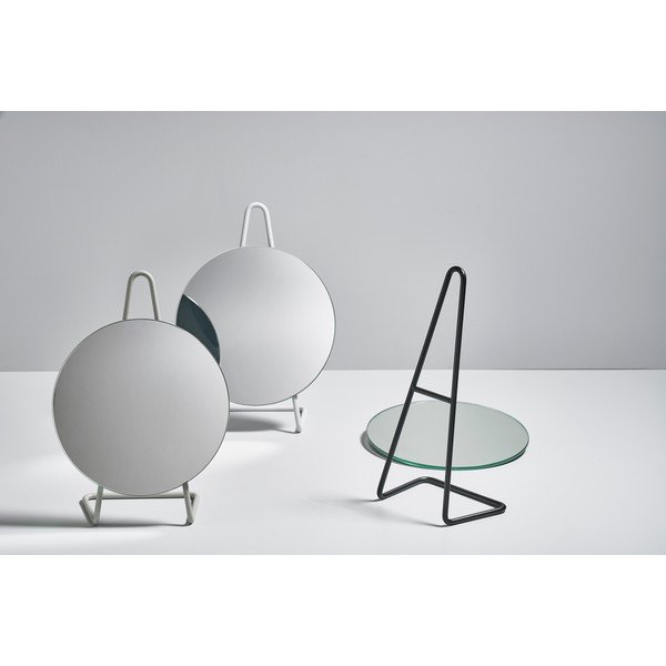 Zone A-Mirror Soft Grey tērauda galda kosmētikas spogulis, ø 31 cm-image-4