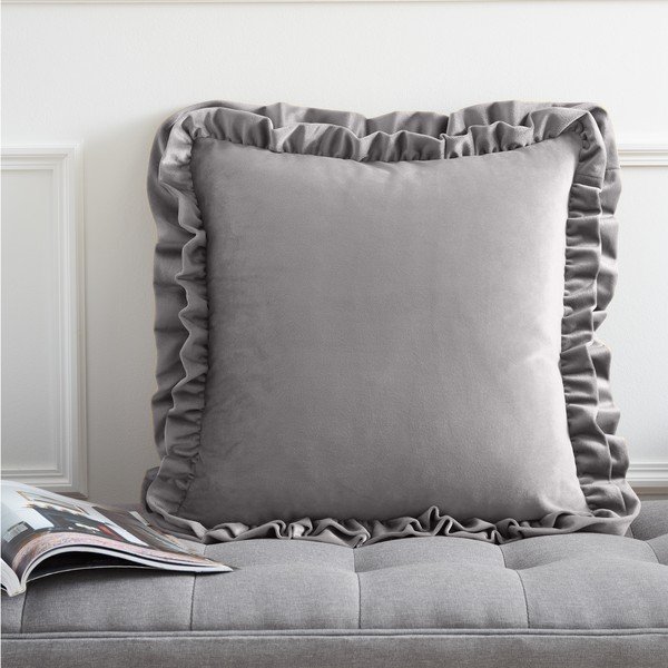 Samta dekoratīvais spilvens 43x43 cm Velvet Double Frill – Catherine Lansfield-image-1
