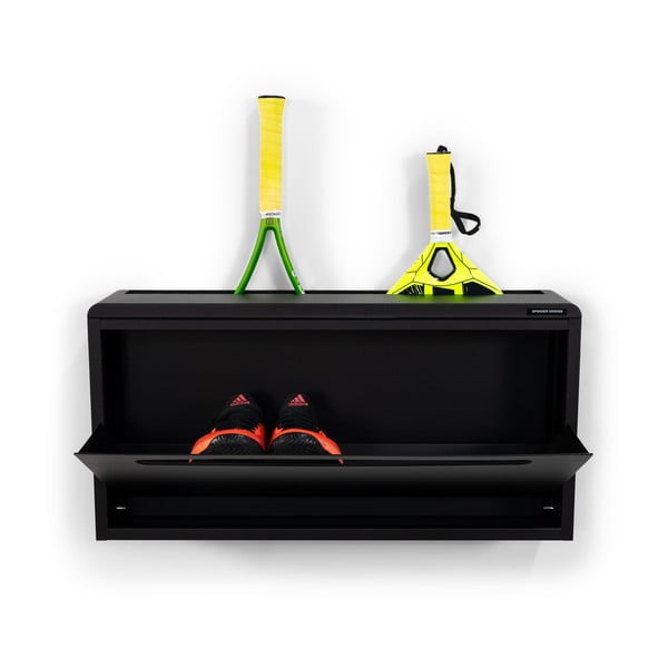 Melns metāla atverams/piekarināms apavu plaukts 76x38x18 cm Sportiva – Spinder Design-image-3