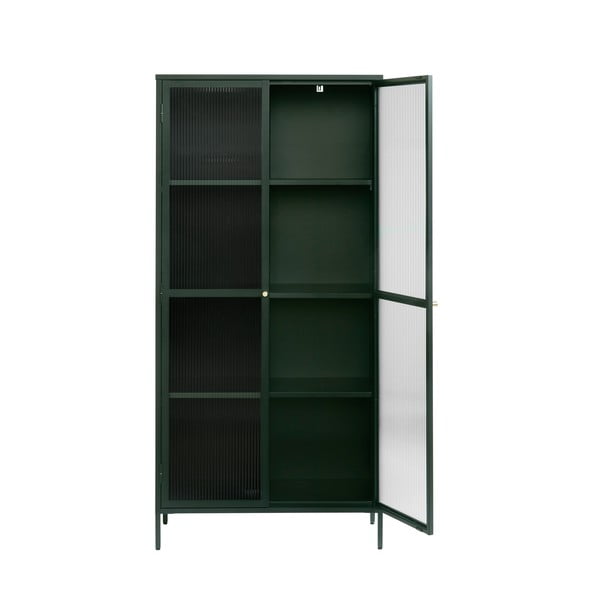 Tumši zaļa metāla vitrīna 90x190 cm Bronco – Unique Furniture-image-3
