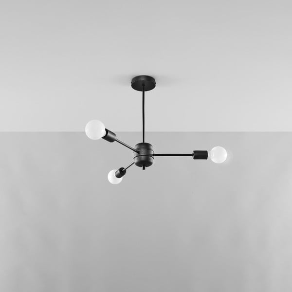 Melna griestu lampa 61x61 cm Benedett – Sollux-image-1