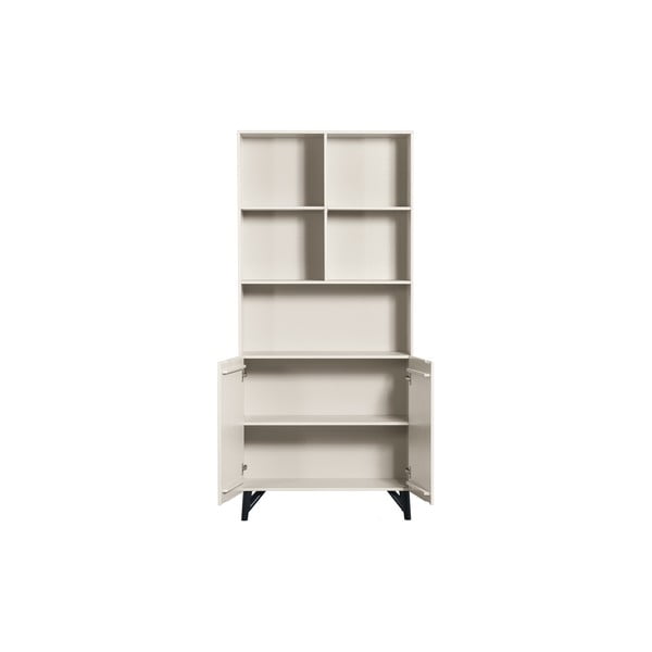 Krēmkrāsas priedes masīvkoka grāmatplaukts 90x200 cm Miller – WOOOD-image-2