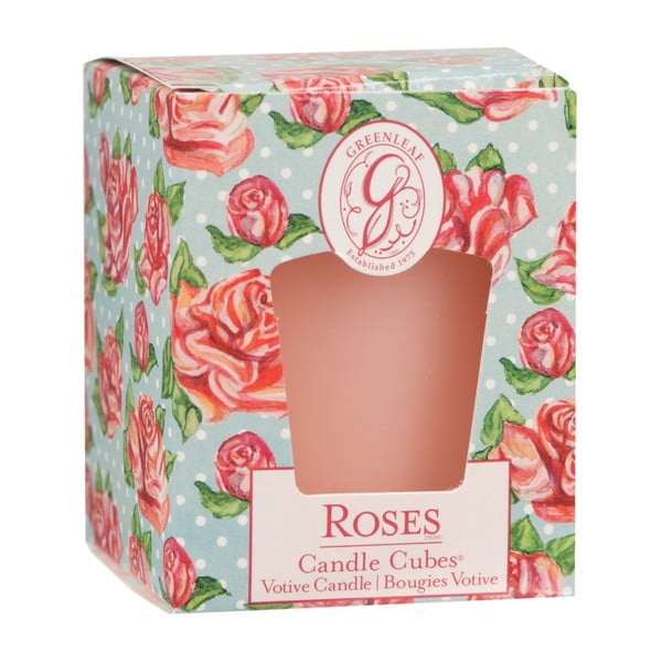 Rožu aromāta svece Greenleaf Roses, degšanas laiks 15 stundas