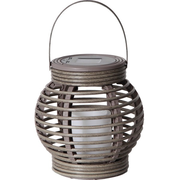 Pelēka LED laterna ar saules baterijām, piemērota izmantošanai ārtelpās Star Trading Rotang, augstums 16 cm