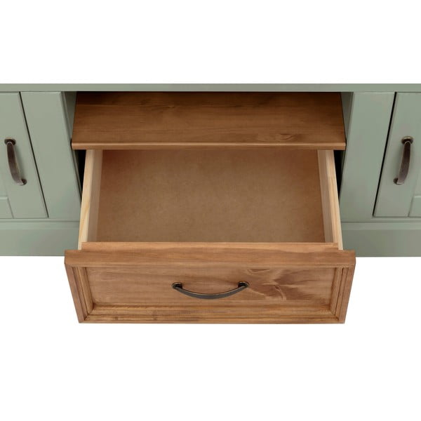 Gaiši zaļš priedes masīvkoka TV galdiņš 160x50 cm Selma – Støraa-image-4