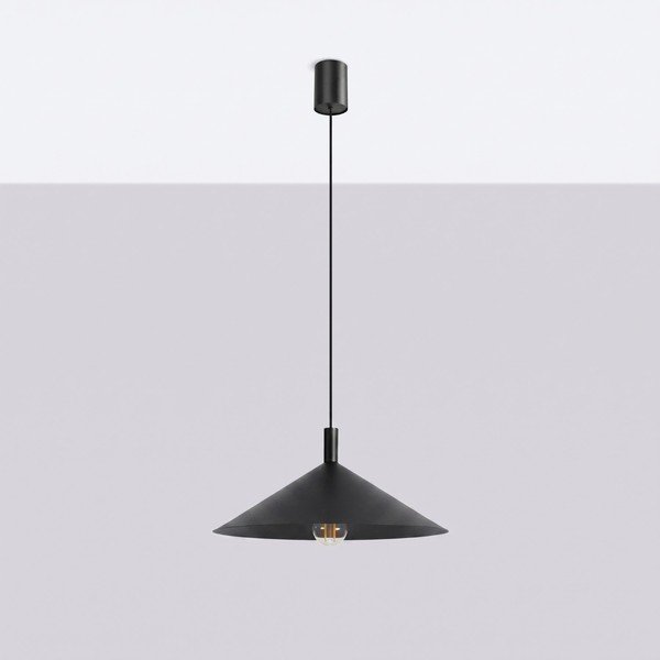 Melna tērauda piekaramā lampa ø 40 cm Zylo – Sollux-image-4