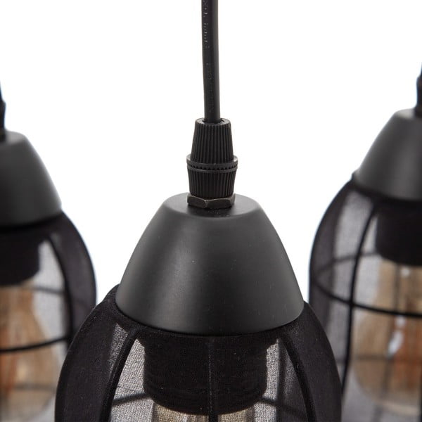 Melna piekaramā lampa ar auduma abažūru ø 40 cm – Ixia-image-2
