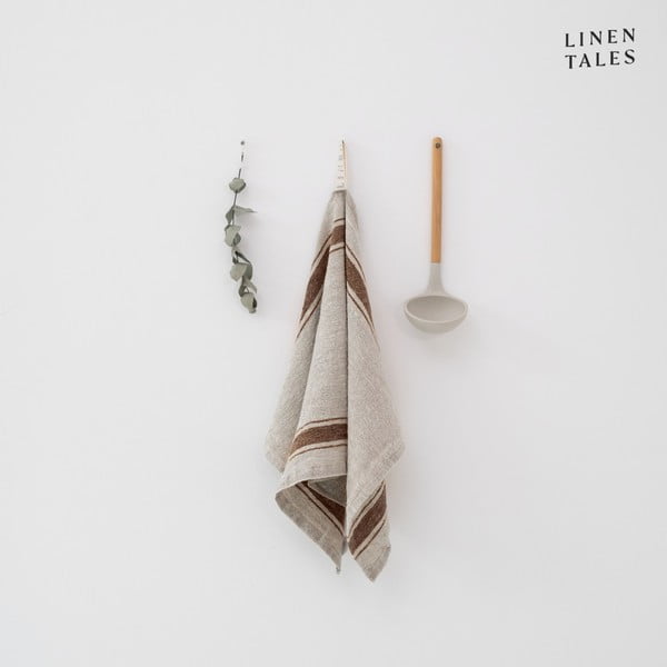 Lina trauku dvielis 40x65 cm Mocca Stripe Vintage – Linen Tales