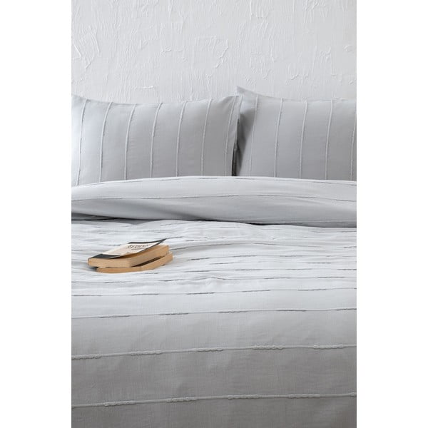 Pelēks kokvilnas gultas pārklāja un spilvendrānu komplekts 210x220 cm Sedef – Mijolnir-image-1
