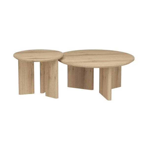 Dabīga toņa apaļš žurnālgaldiņš ar ozolkoka imitācijas galda virsmu ø 50 cm Chatham – Støraa-image-3